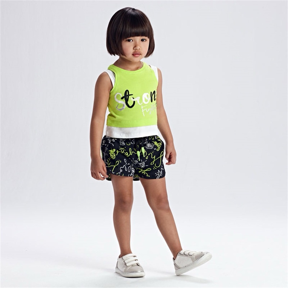 Size 8 Girls Mayoral Neon Green and Black Kids Set